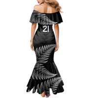 New Zealand Rugby Custom Family Matching Mermaid Dress and Hawaiian Shirt Glory Be To Black Silver-fern - Polynesian Pride