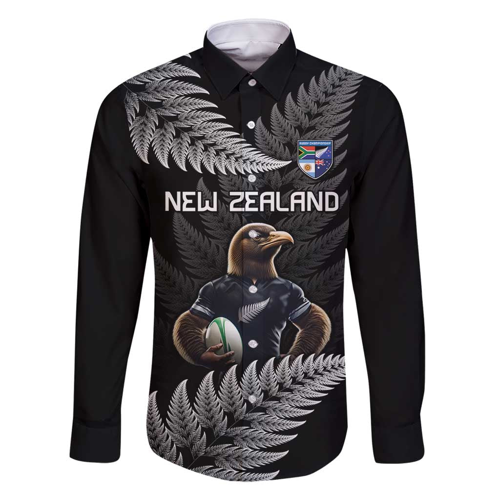 New Zealand Rugby Custom Family Matching Off Shoulder Maxi Dress and Hawaiian Shirt Glory Be To Black Silver-fern - Polynesian Pride