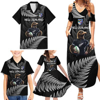 New Zealand Rugby Custom Family Matching Summer Maxi Dress and Hawaiian Shirt Glory Be To Black Silver-fern - Polynesian Pride