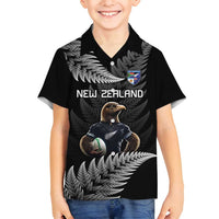 New Zealand Rugby Custom Family Matching Summer Maxi Dress and Hawaiian Shirt Glory Be To Black Silver-fern - Polynesian Pride