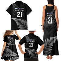 New Zealand Rugby Custom Family Matching Tank Maxi Dress and Hawaiian Shirt Glory Be To Black Silver-fern - Polynesian Pride