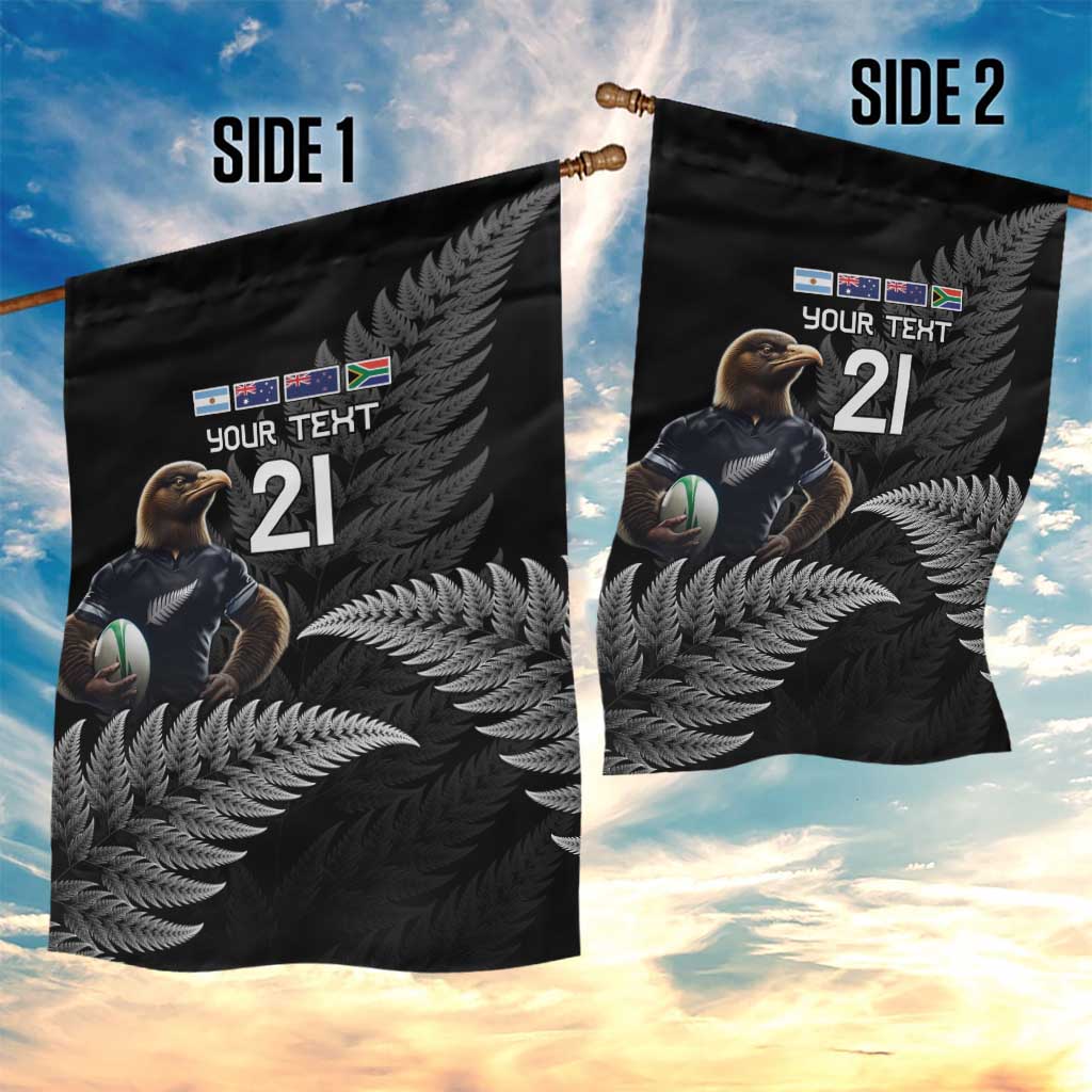 New Zealand Rugby Custom Garden Flag Glory Be To Black Silver-fern - Polynesian Pride