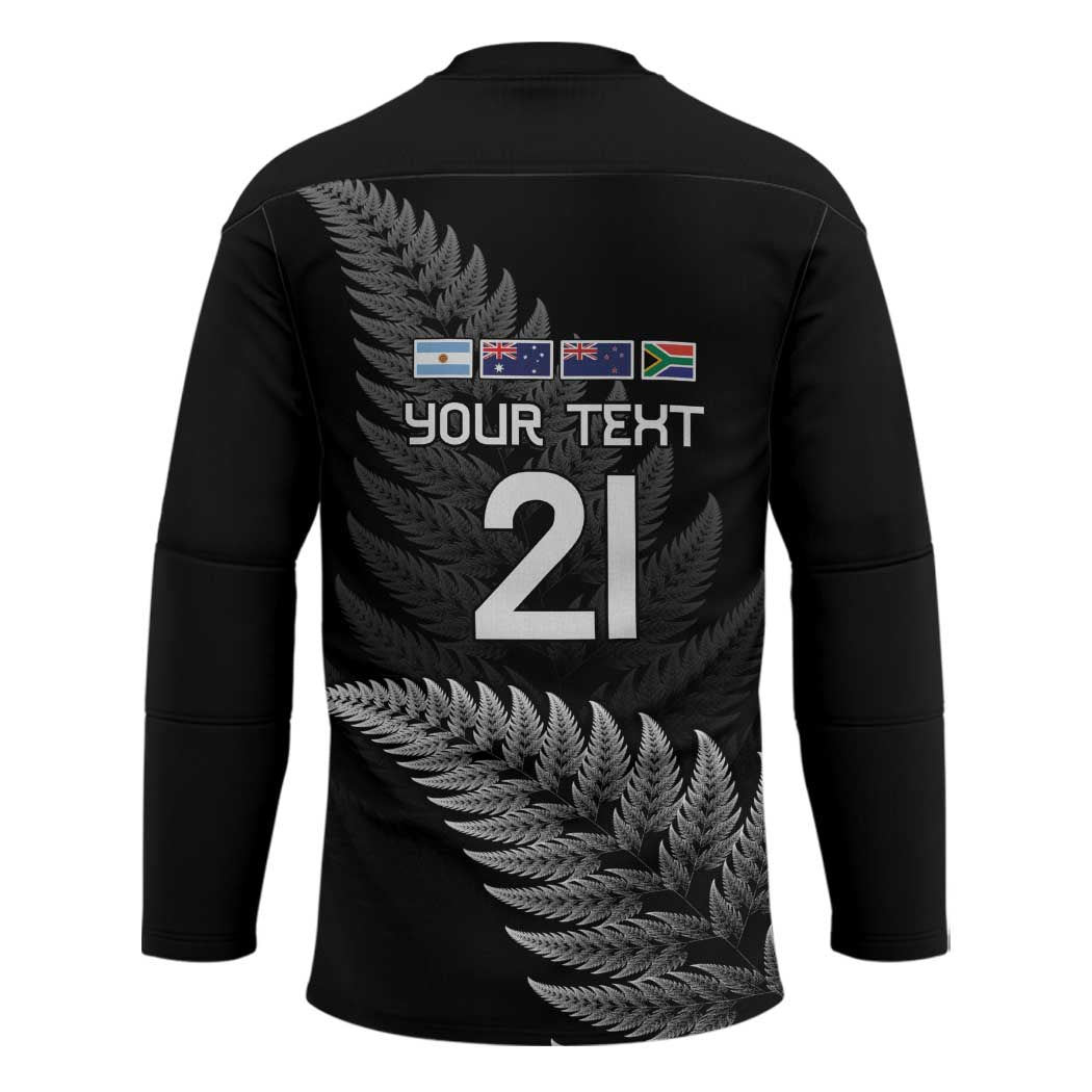 New Zealand Rugby Custom Hockey Jersey Glory Be To Black Silver-fern - Polynesian Pride
