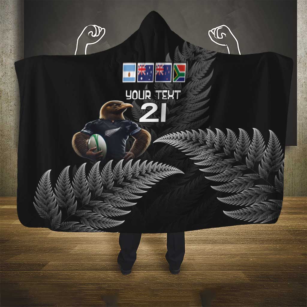 New Zealand Rugby Custom Hooded Blanket Glory Be To Black Silver-fern - Polynesian Pride
