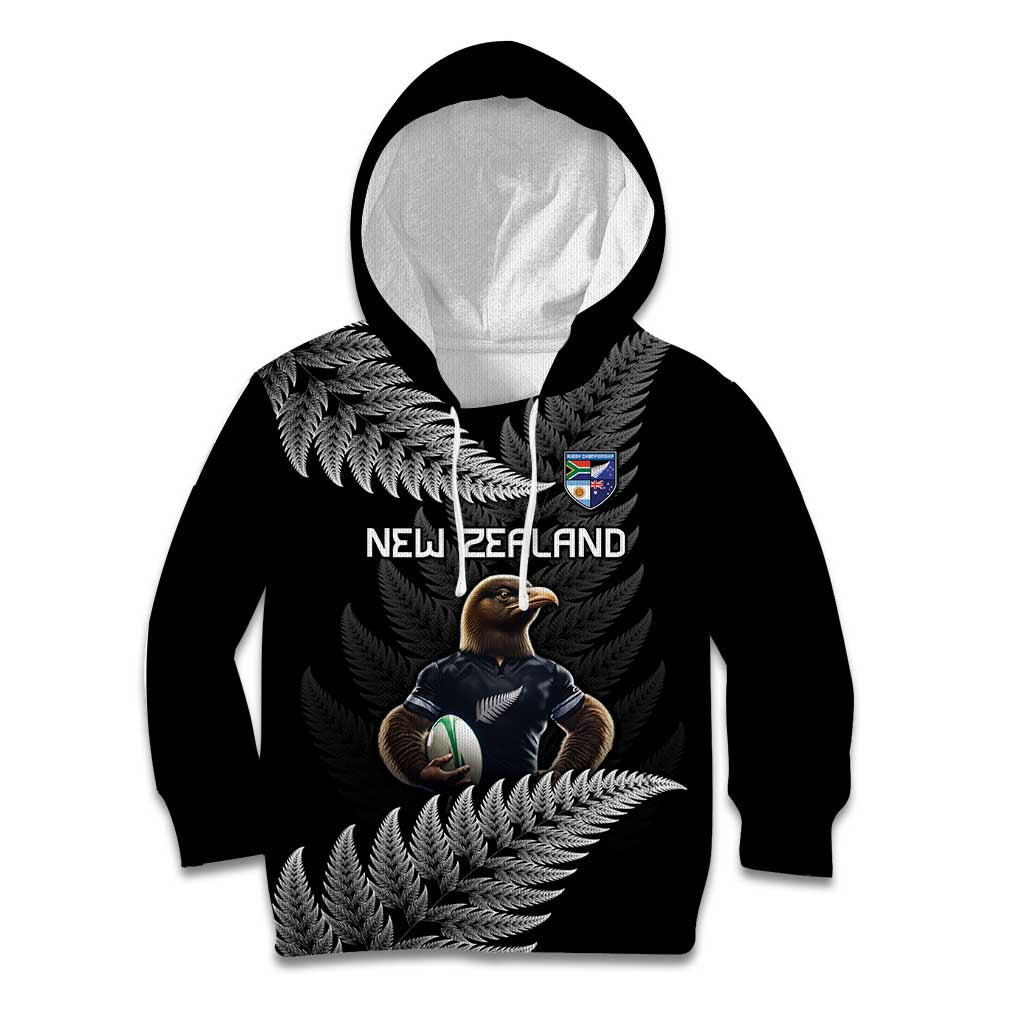 New Zealand Rugby Custom Kid Hoodie Glory Be To Black Silver-fern - Polynesian Pride