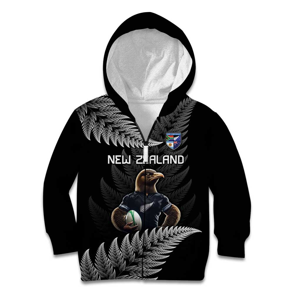 New Zealand Rugby Custom Kid Hoodie Glory Be To Black Silver-fern - Polynesian Pride