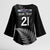 New Zealand Rugby Custom Kimono Sleeve Blouse Glory Be To Black Silver-fern - Polynesian Pride
