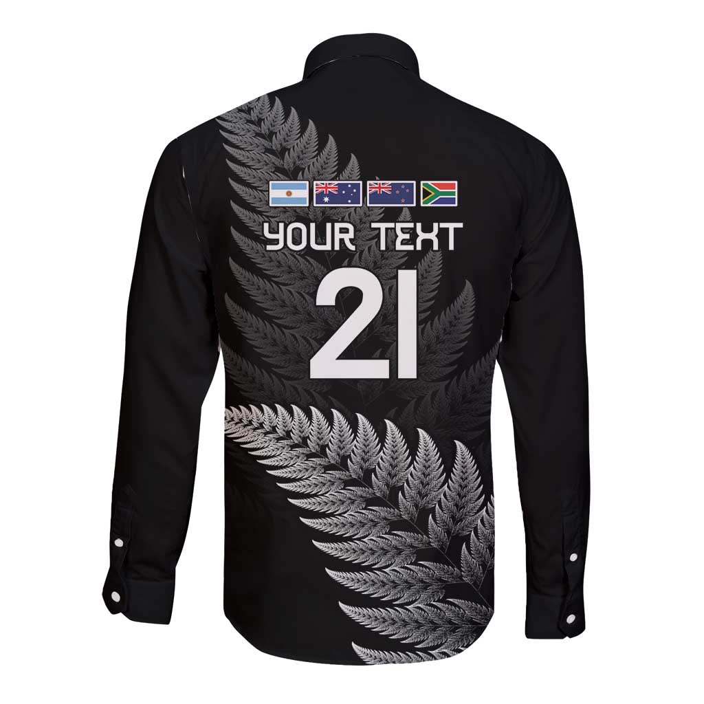 New Zealand Rugby Custom Long Sleeve Button Shirt Glory Be To Black Silver-fern - Polynesian Pride