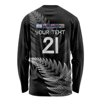 New Zealand Rugby Custom Long Sleeve Shirt Glory Be To Black Silver-fern - Polynesian Pride