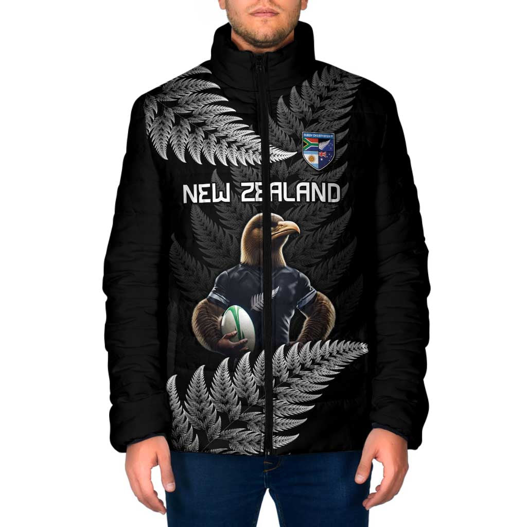 New Zealand Rugby Custom Padded Jacket Glory Be To Black Silver-fern - Polynesian Pride