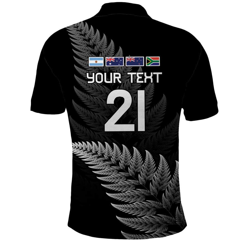 New Zealand Rugby Custom Polo Shirt Glory Be To Black Silver-fern - Polynesian Pride