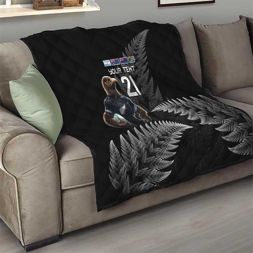 New Zealand Rugby Custom Quilt Glory Be To Black Silver-fern - Polynesian Pride