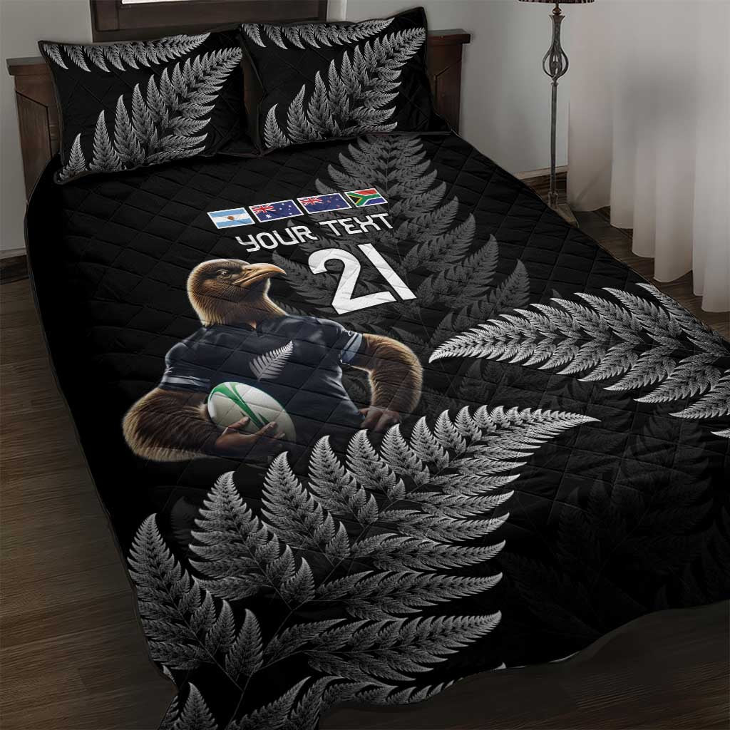 New Zealand Rugby Custom Quilt Bed Set Glory Be To Black Silver-fern - Polynesian Pride