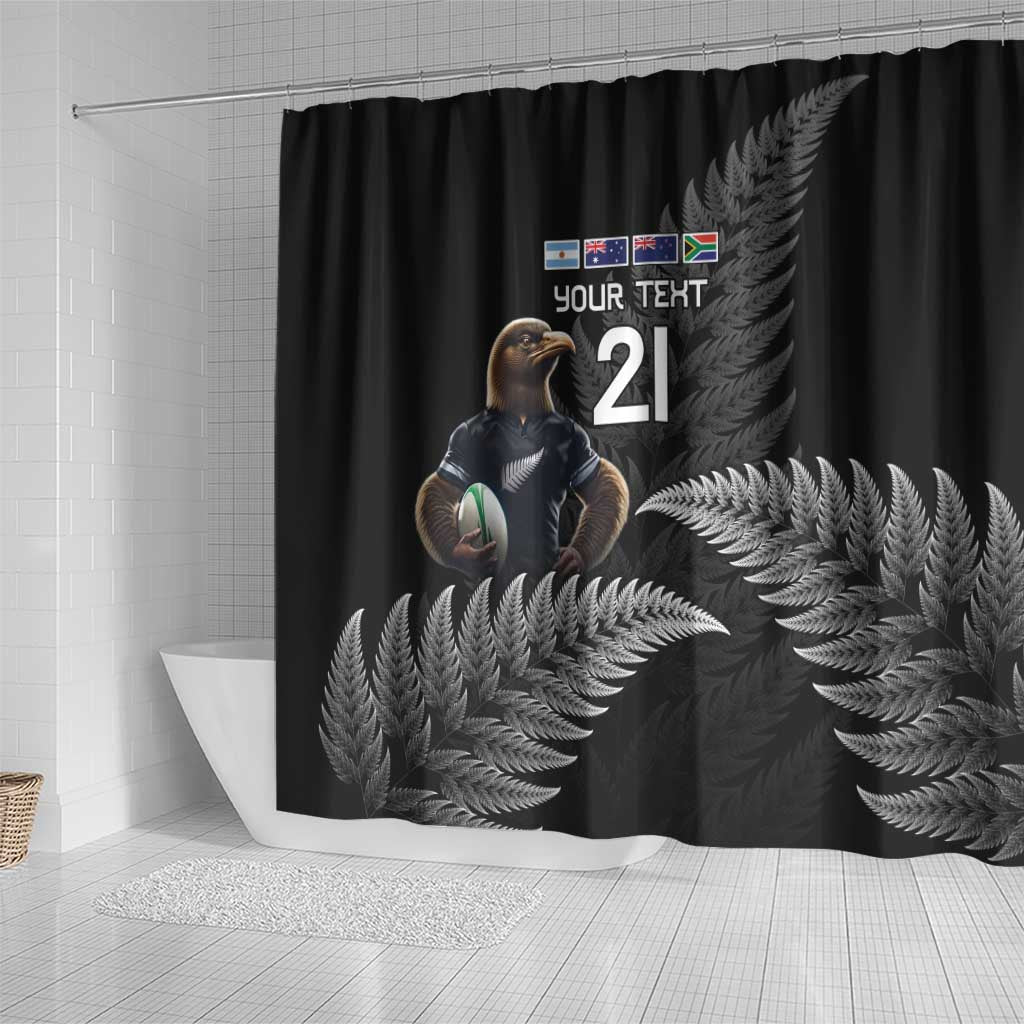New Zealand Rugby Custom Shower Curtain Glory Be To Black Silver-fern - Polynesian Pride