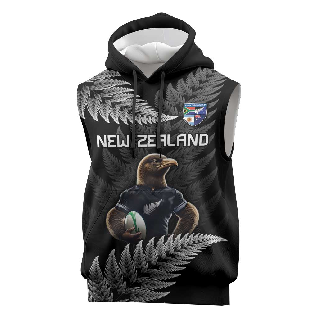 New Zealand Rugby Custom Sleeveless Hoodie Glory Be To Black Silver-fern - Polynesian Pride