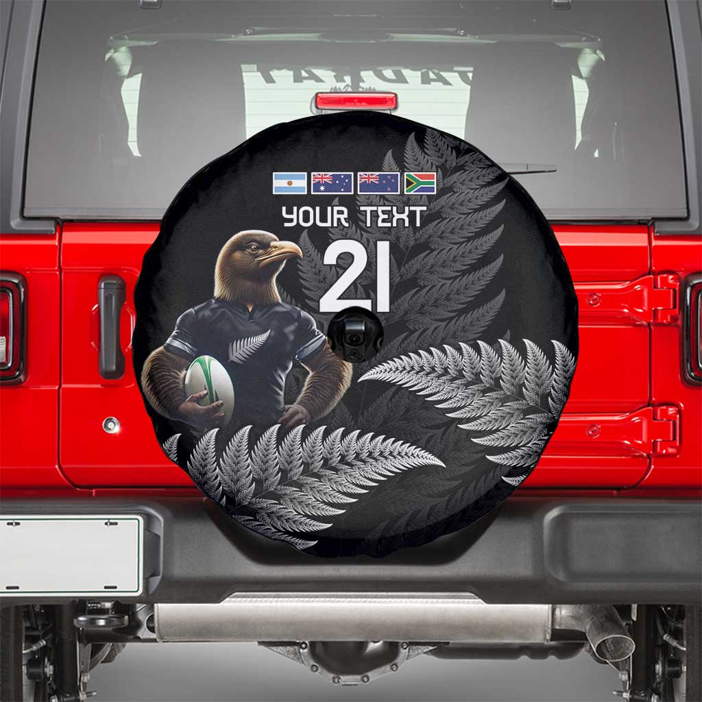 New Zealand Rugby Custom Spare Tire Cover Glory Be To Black Silver-fern - Polynesian Pride