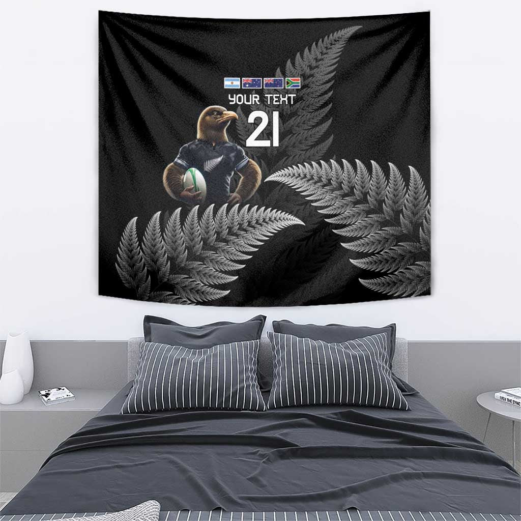 New Zealand Rugby Custom Tapestry Glory Be To Black Silver-fern - Polynesian Pride