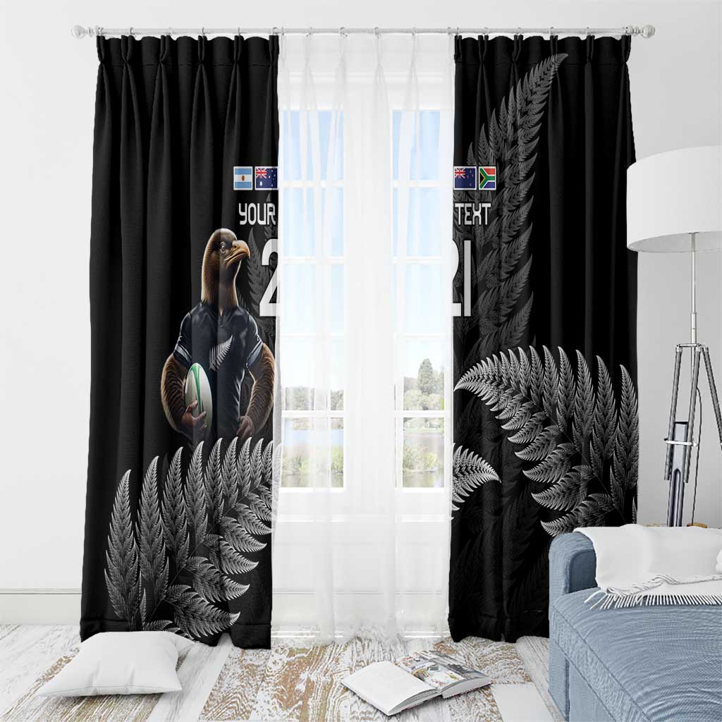 New Zealand Rugby Custom Window Curtain Glory Be To Black Silver-fern - Polynesian Pride