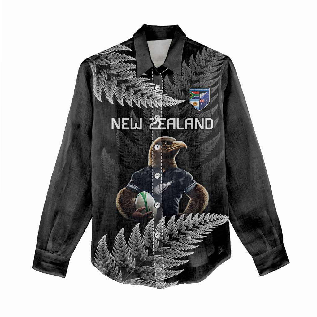 New Zealand Rugby Custom Women Casual Shirt Glory Be To Black Silver-fern - Polynesian Pride