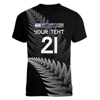 New Zealand Rugby Custom Women V-Neck T-Shirt Glory Be To Black Silver-fern - Polynesian Pride