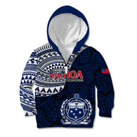 Samoa Rugby Kid Hoodie Proud Samoa World Cup 2023 LT9 Zip Hoodie Blue - Polynesian Pride