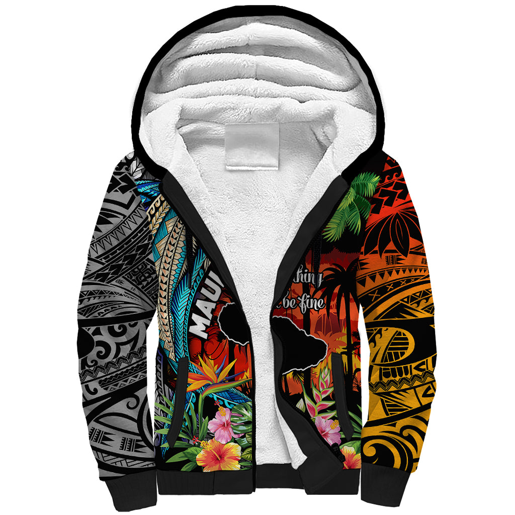 Hawaii Strong Maui Wildfire Sherpa Hoodie Pray For Lahaina Maui LT9 Unisex Black - Polynesian Pride