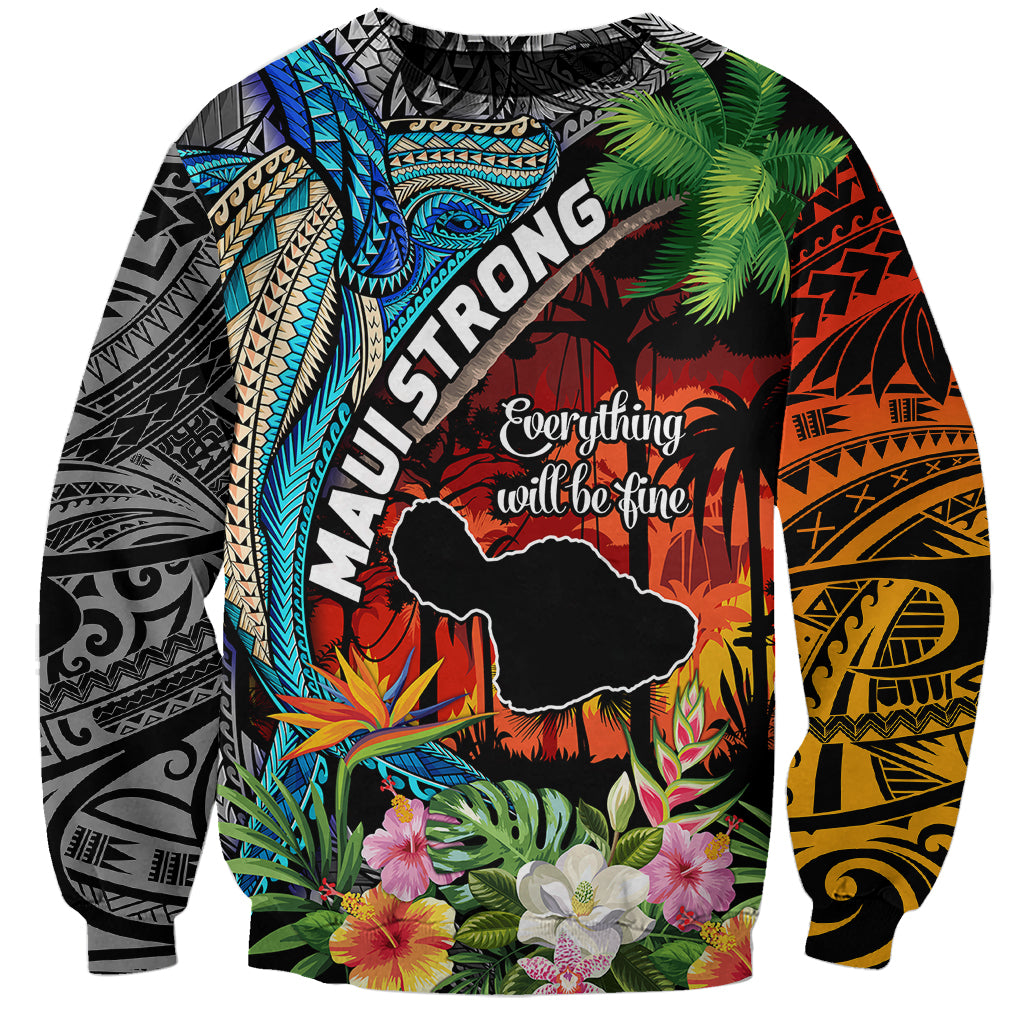 Hawaii Strong Maui Wildfire Sweatshirt Pray For Lahaina Maui LT9 Unisex Black - Polynesian Pride