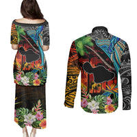 Personalised Hawaii Strong Maui Wildfire Couples Matching Puletasi Dress and Long Sleeve Button Shirts Pray For Lahaina Maui LT9 - Polynesian Pride