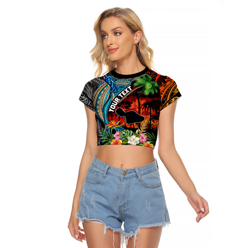 Personalised Hawaii Strong Maui Wildfire Raglan Cropped T Shirt Pray For Lahaina Maui LT9 Female Black - Polynesian Pride