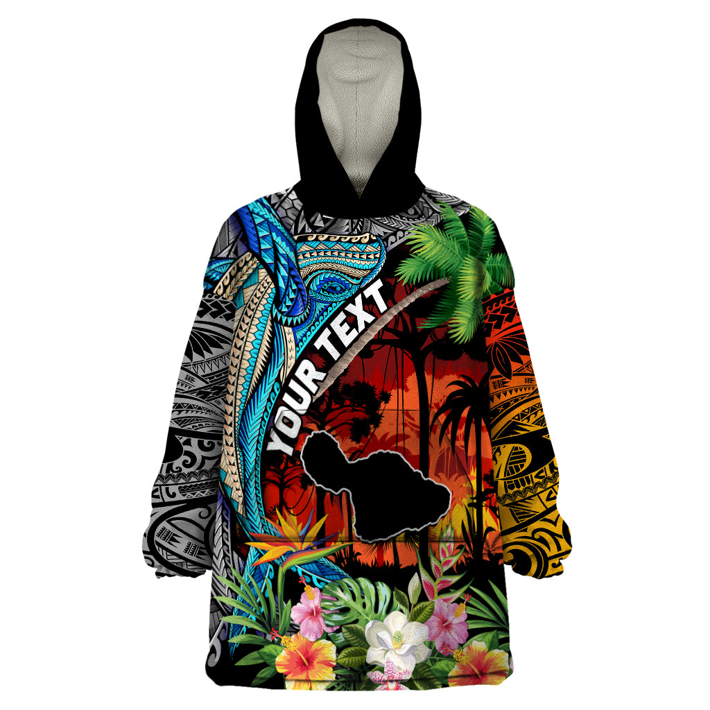 Personalised Hawaii Strong Maui Wildfire Wearable Blanket Hoodie Pray For Lahaina Maui LT9 One Size Black - Polynesian Pride