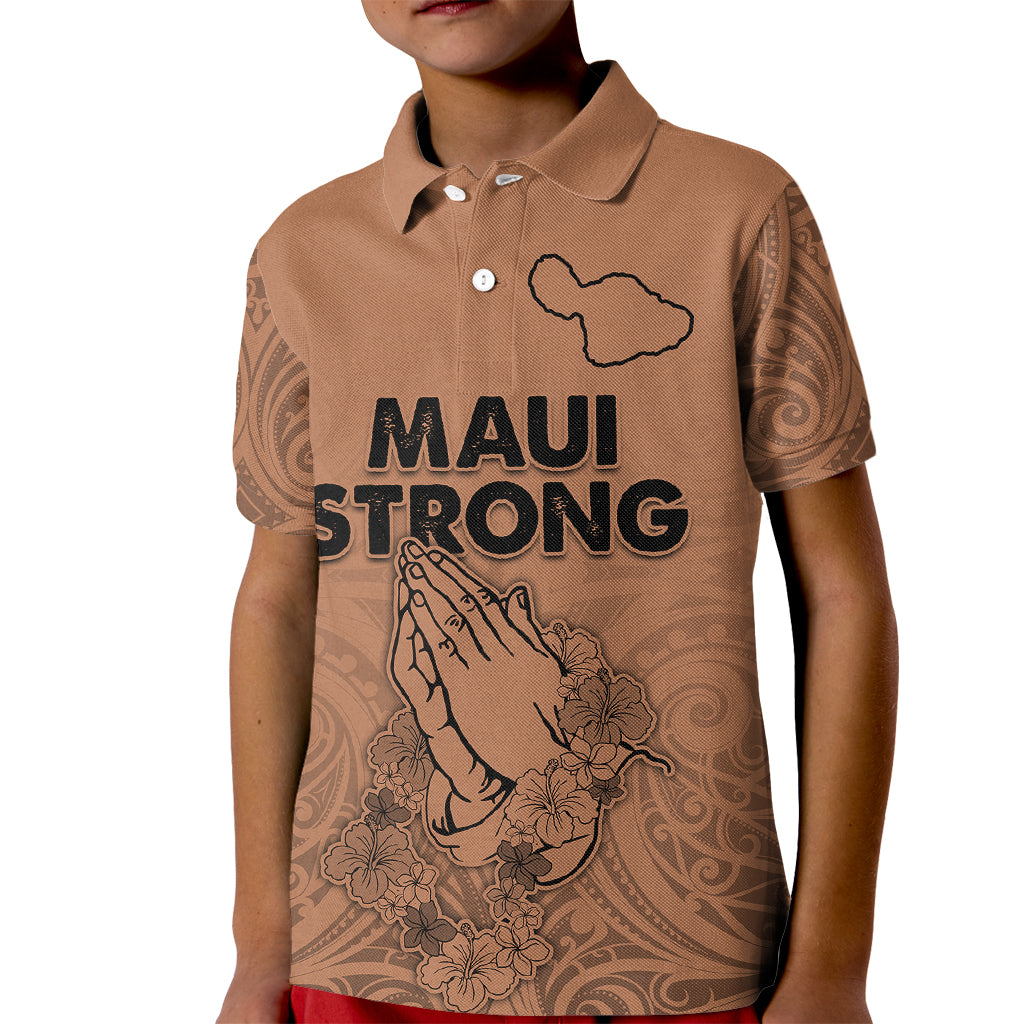 Hawaii Strong Maui Wildfire Kid Polo Shirt No1 LT9 Kid Gold - Polynesian Pride