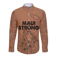 Hawaii Strong Maui Wildfire Long Sleeve Button Shirt No1 LT9 Unisex Gold - Polynesian Pride