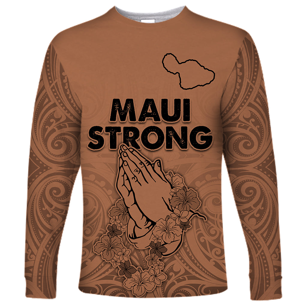 Hawaii Strong Maui Wildfire Long Sleeve Shirt No1 LT9 Unisex Gold - Polynesian Pride