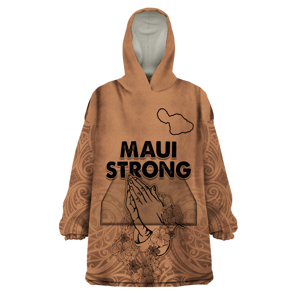 Hawaii Strong Maui Wildfire Wearable Blanket Hoodie No1 LT9 One Size Gold - Polynesian Pride