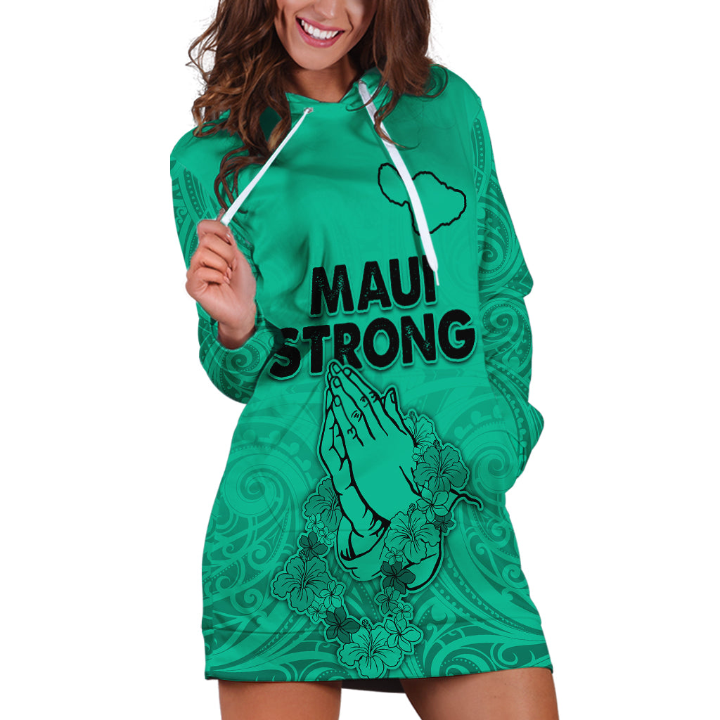 Hawaii Strong Maui Wildfire Hoodie Dress No2 LT9 Green - Polynesian Pride