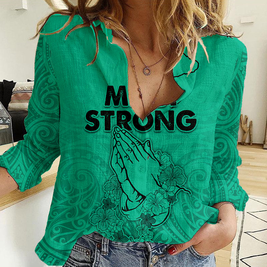 Hawaii Strong Maui Wildfire Women Casual Shirt No2 LT9 Female Green - Polynesian Pride
