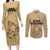 Hawaii Strong Maui Wildfire Couples Matching Long Sleeve Bodycon Dress and Long Sleeve Button Shirts No3 LT9 Nude - Polynesian Pride