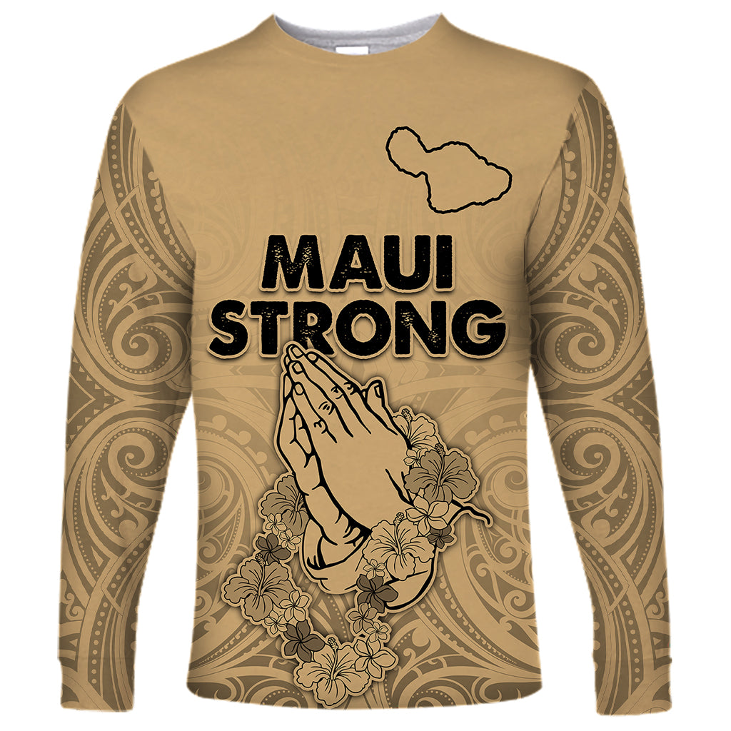 Hawaii Strong Maui Wildfire Long Sleeve Shirt No3 LT9 Unisex Nude - Polynesian Pride