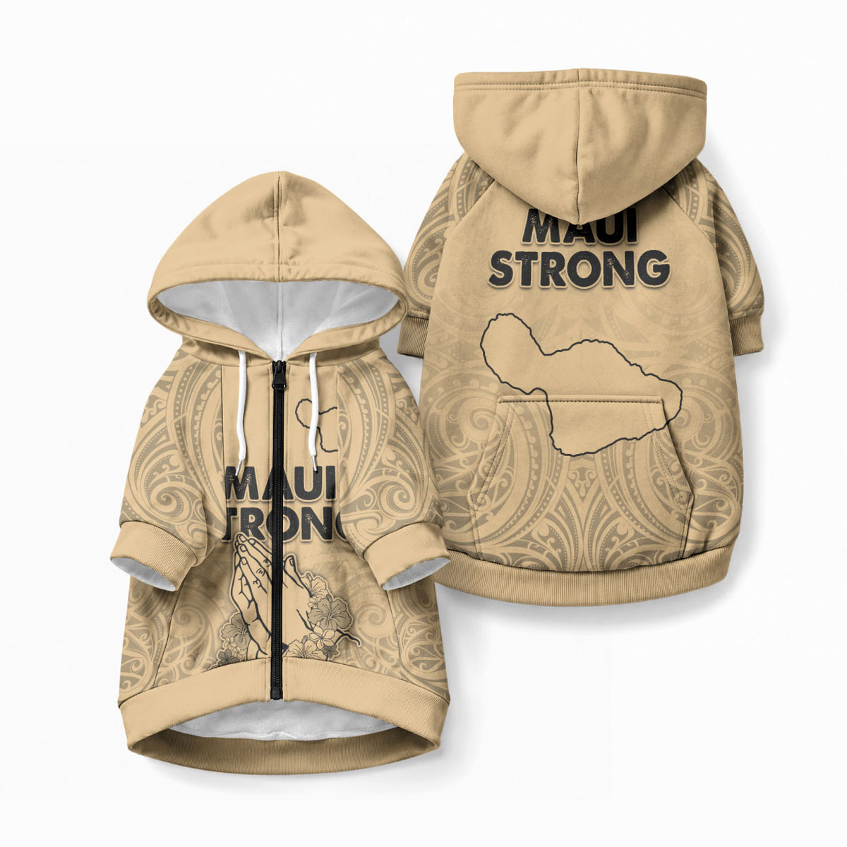 Hawaii Strong Maui Wildfire Pet Hoodie No3 LT9 Zip-up Nude - Polynesian Pride