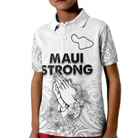 Hawaii Strong Maui Wildfire Kid Polo Shirt No4 LT9 Kid White - Polynesian Pride