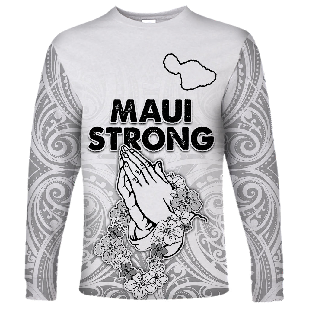 Hawaii Strong Maui Wildfire Long Sleeve Shirt No4 LT9 Unisex White - Polynesian Pride