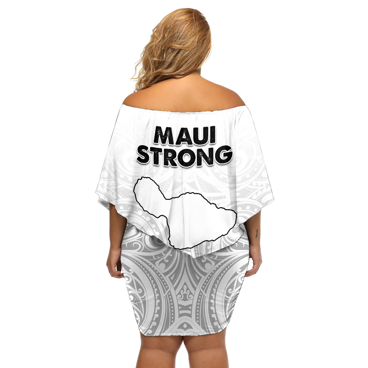 Hawaii Strong Maui Wildfire Off Shoulder Short Dress No4 LT9 - Polynesian Pride