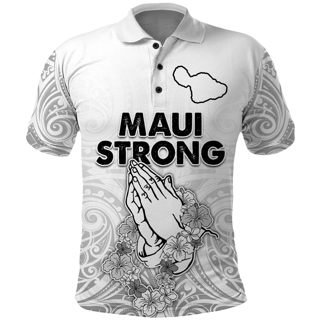 Hawaii Strong Maui Wildfire Polo Shirt No4 LT9 White - Polynesian Pride
