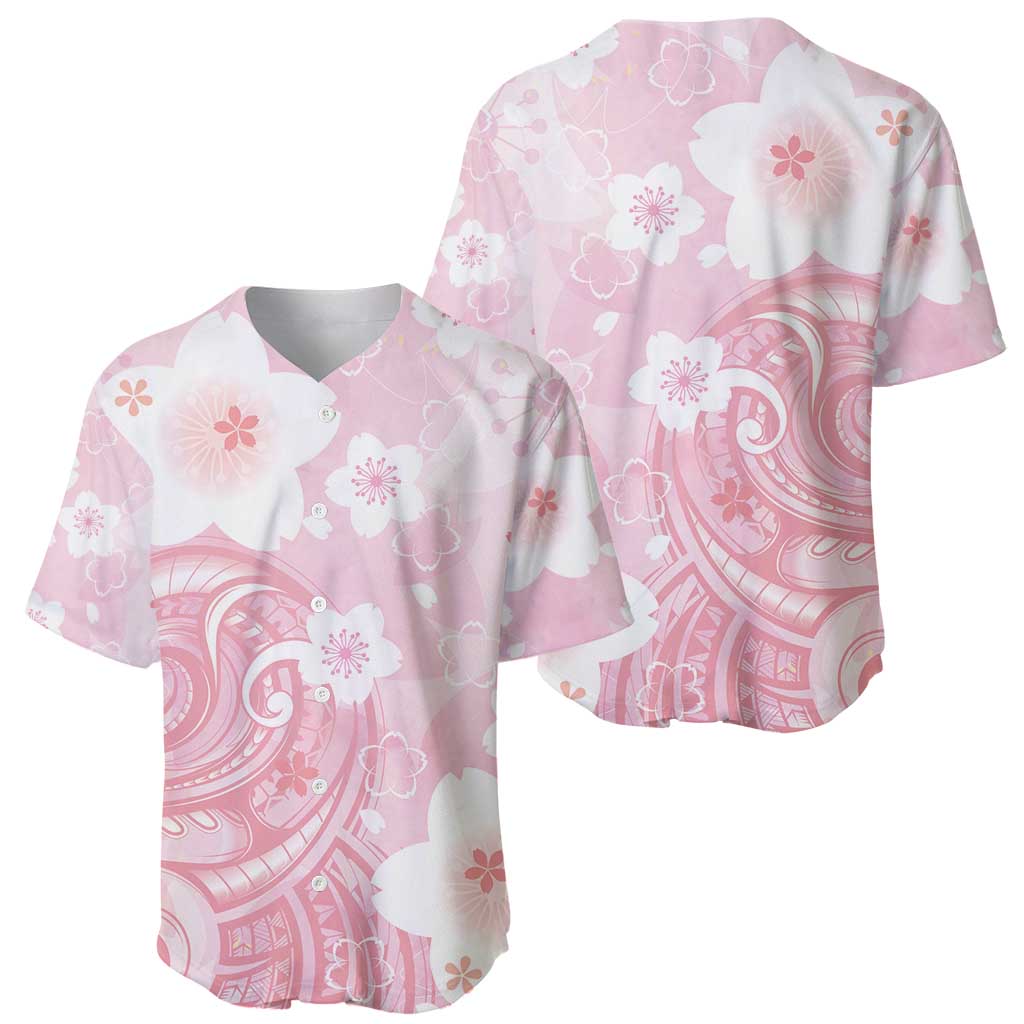 Japan Sakura Floral with Polynesian Vibe Baseball Jersey