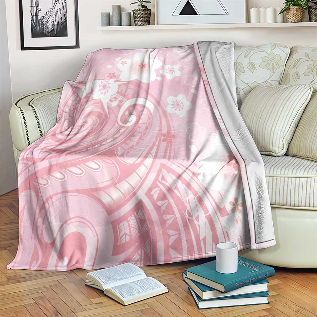 Japan Sakura Floral with Polynesian Vibe Blanket