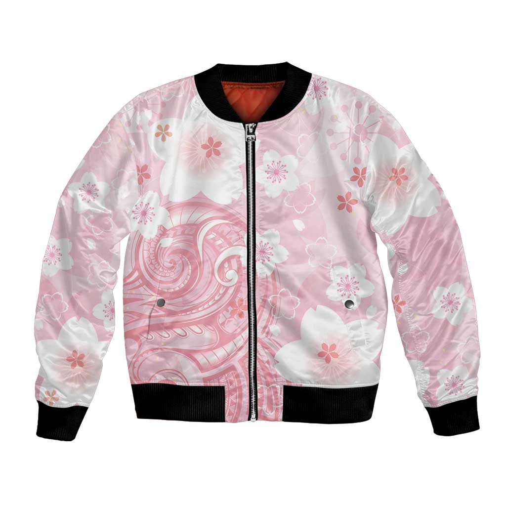 Japan Sakura Floral with Polynesian Vibe Bomber Jacket