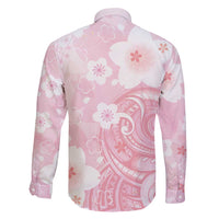 Japan Sakura Floral with Polynesian Vibe Family Matching Long Sleeve Bodycon Dress and Hawaiian Shirt LT9 - Polynesian Pride