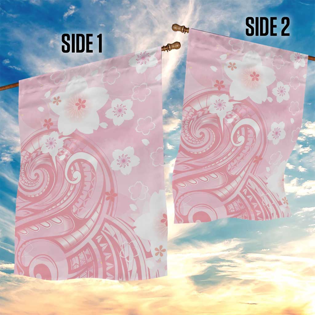 Japan Sakura Floral with Polynesian Vibe Garden Flag