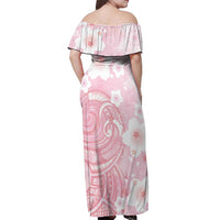 Japan Sakura Floral with Polynesian Vibe Off Shoulder Maxi Dress