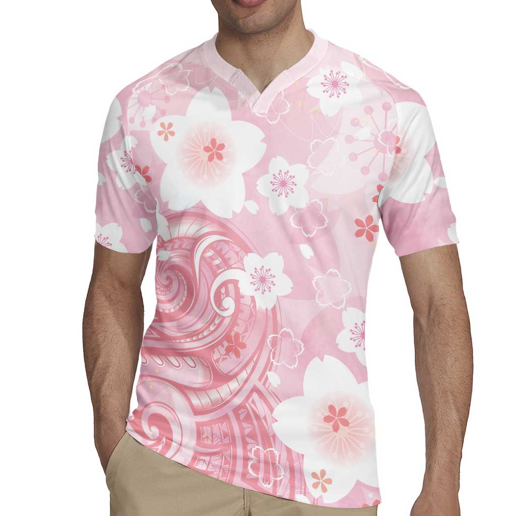 Japan Sakura Floral with Polynesian Vibe Rugby Jersey
